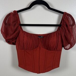 Windsor Cropped Corset Puff Sleeve Top